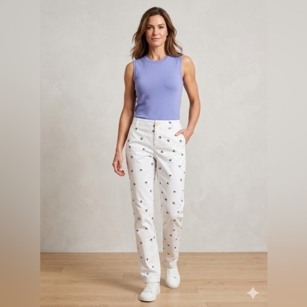 Anthropologie Daughters of the Liberation US 6 Embroidered Starling Bird Pants S